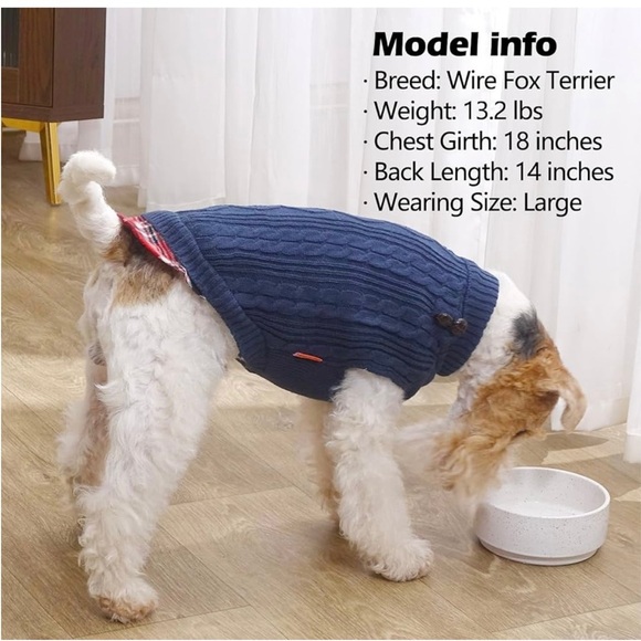 Kyeese Blue Cable Knit Dog Sweater - Picture 2 of 8